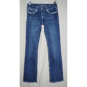 LA Idol USA Women Bootcut Jeans Size 9 Medium Wash Rhinestone Embroidered